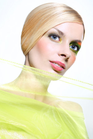 Woman in greenの写真素材