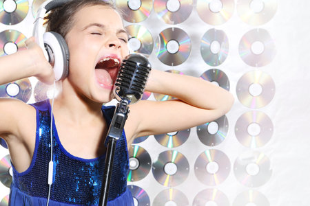 Singing pretty girlの写真素材