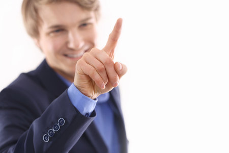 Office worker pointing the finger    の写真素材