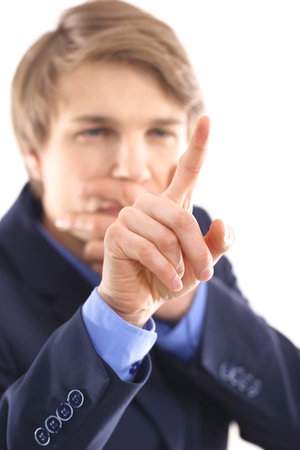 Office worker solves the problem の写真素材