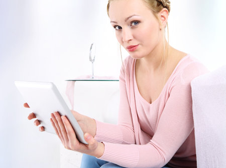 Woman with tablet の写真素材