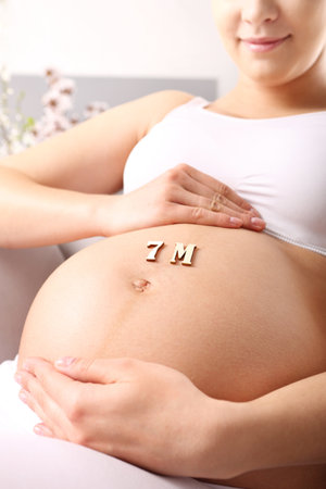 7 months pregnant  の写真素材