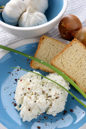 Cottage cheese, healthy breakfast の写真素材