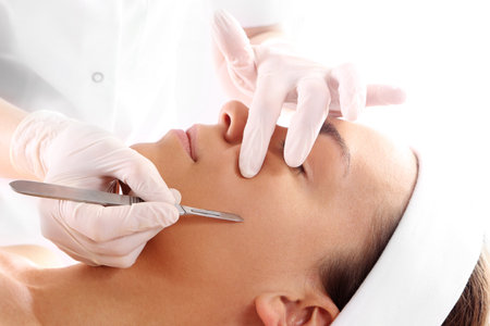 Plastic surgery, a woman in the clinic of aesthetic surgeryの写真素材