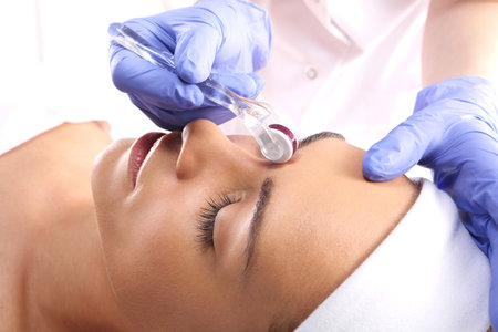 Rejuvenation, beautification, the woman at the beautician, Mesotherapy microneedleの写真素材