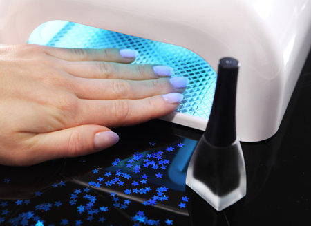 Manicure, decorating nails, manicure hybridの写真素材