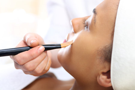 Beautiful woman during treatments in the spaの写真素材