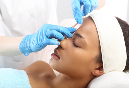 Beautiful woman during treatments in the spaの写真素材