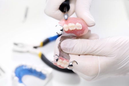 Partial dentures on a metal arc