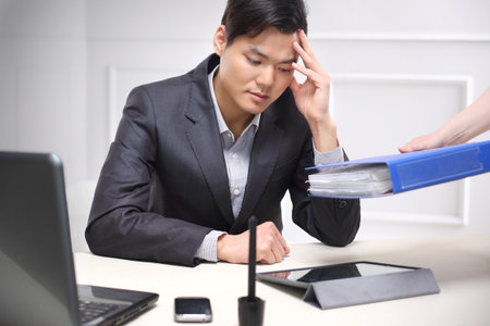 Job responsibilities, e-mails, phone calls, documentsの写真素材