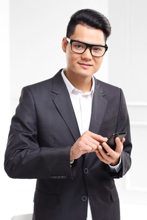 Business conversation worker talking on the phoneの写真素材