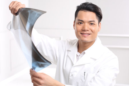 The surgeon watches radiographの写真素材