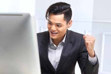 Success at work, the joy of the resultの写真素材