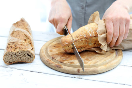 Crispy and fresh breadの写真素材