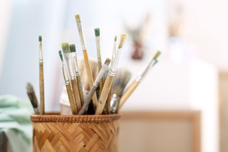 Brushes, accessories for artistsの写真素材