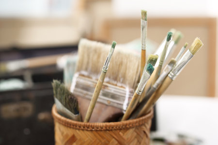 Brushes and painting accessoriesの写真素材
