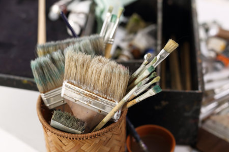 Brushes, accessories for artistsの写真素材