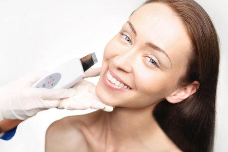 Facial, scrub, exfoliation, rejuvenation, peeling Cavitationの写真素材