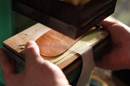 Handsewn shoes. Shoemaker.の写真素材