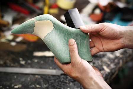 Shoemaker's workshop, append heelsの写真素材