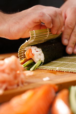 Preparing sushiの写真素材