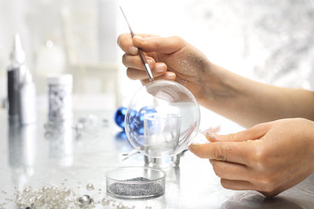 Painting glass ballsの写真素材
