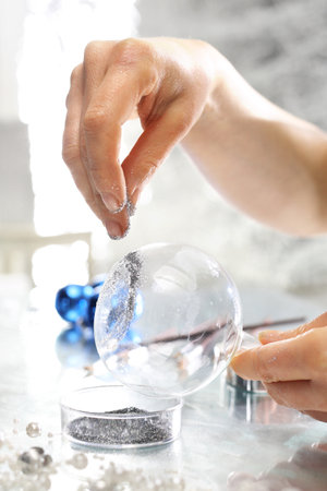 Painting glass ballsの写真素材
