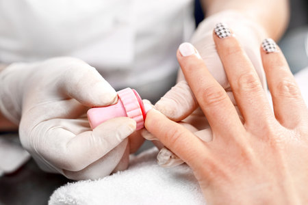 Manicure, decorating nails lamellaeの写真素材
