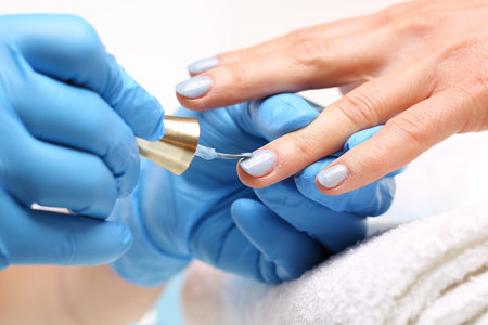Blue manicure. Styling nail color nail polishの写真素材