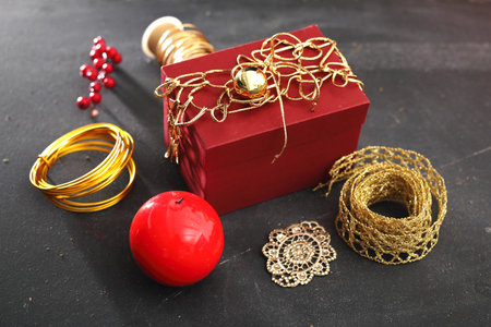 Christmas. Things you need to pack giftsの写真素材