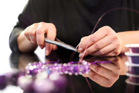 Workshop jewelery, working on an exclusive jewelryの写真素材