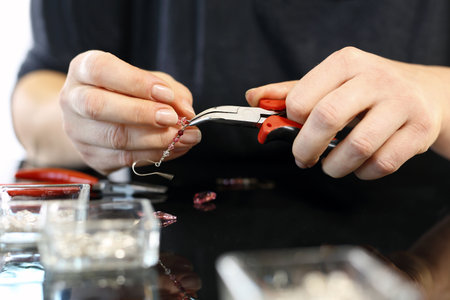 Workshop jewelery, working on an exclusive jewelryの写真素材