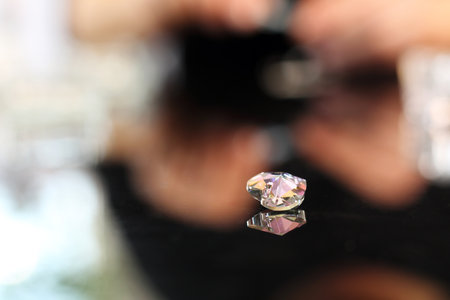 Crystal necklace, jewelry workshopの写真素材