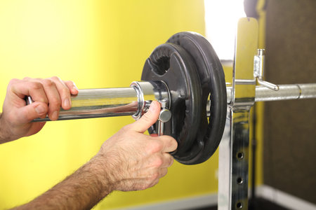 Training with free weights, fitnessの写真素材