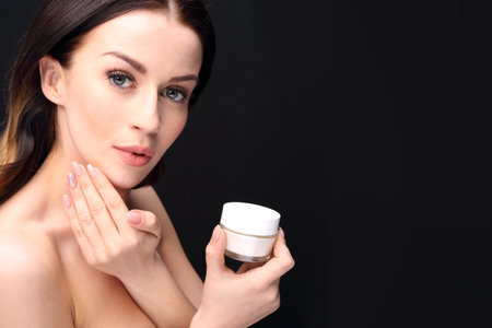 Skin care. Beautiful and smooth skin, natural beauty of a woman.の写真素材