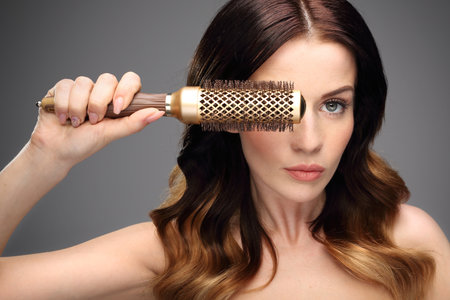Round brush for styling hair.の写真素材