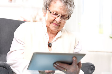 Grandma and computer.の写真素材