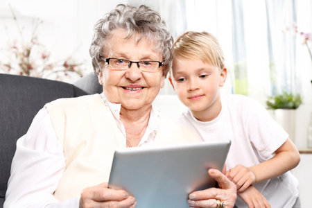 Family, grandmother with grandson.の写真素材