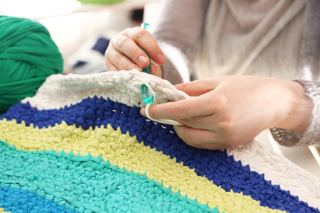 Crocheting. Hand needlework.の写真素材