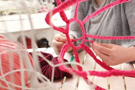 Crocheting. Hand needlework.