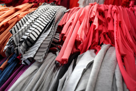 Colorful knitwear. Workshop designer clothes.の写真素材