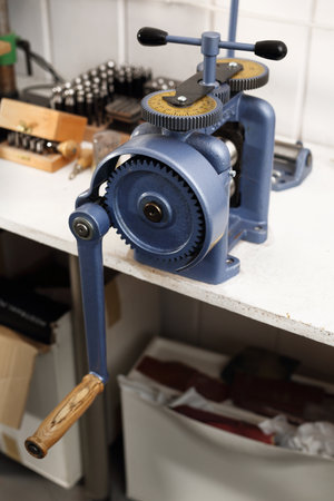 Metalwork, jewelry tools. Workshop tools, rolling millの写真素材