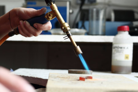 The workshop craftsman, sunbathing gold burner.の写真素材