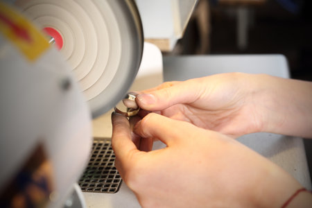 Polishing jewelry.の写真素材