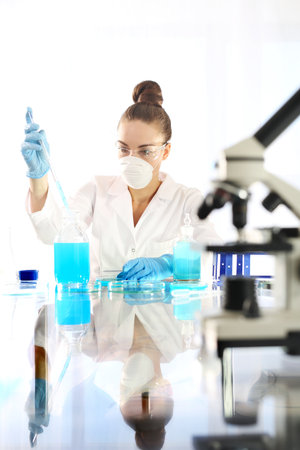 Analysis of the chemical composition of the sample Biotechnology.の写真素材