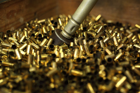 Ammunition, brass scales on the cartridgesの写真素材