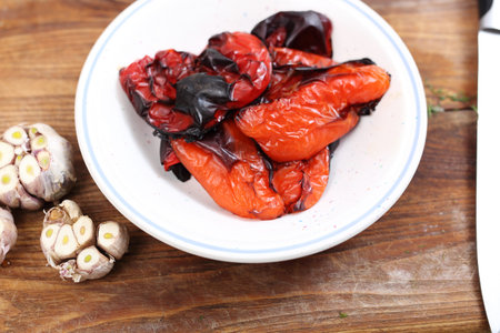 Grilled red peppers. Roasted red peppers.の写真素材