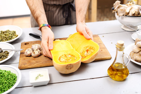 Cook sliced ??pumpkinの写真素材