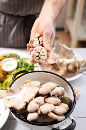 Healthy kitchen, garlic in the kitchenの写真素材