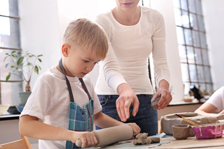 Animation classes for children, ceramics and clay Children clay from the clay in the studio of artistic ceramicsの写真素材